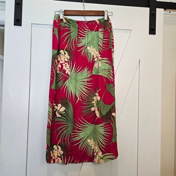 Kaua' Iana Petite Hawaiian Wrap Floral Pink and Green Skirt, size Small - Picture 5 of 11